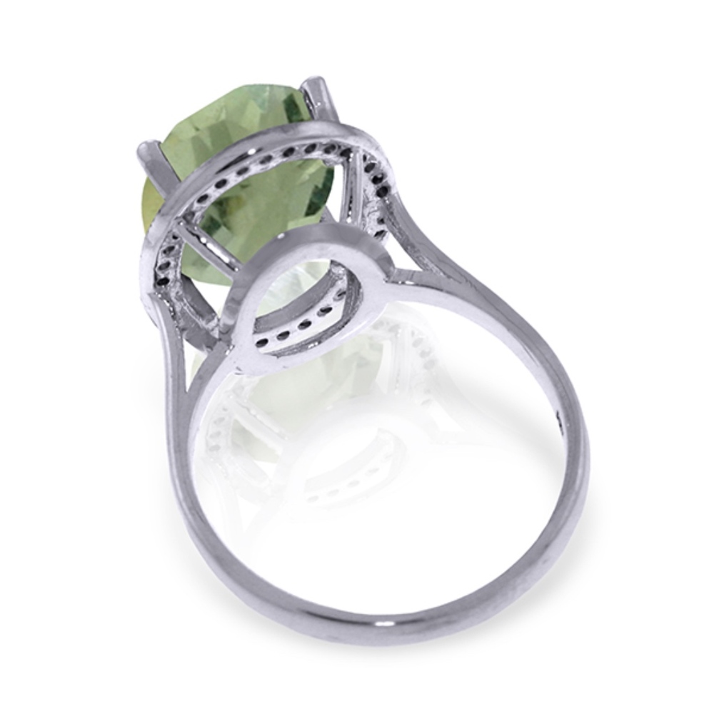 GOLD RING WITH NATURAL DIAMONDS & GREEN AMETHYST - Picture 3 of 5